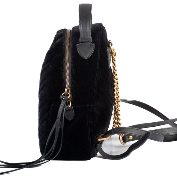 Authentic Black Gucci Velvet Matelasse GG Marmont Dome Backpack - Picture 3 of 11